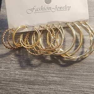 Fashion Jewelry Twisted Gold and Silver Tone Earrings Set‎